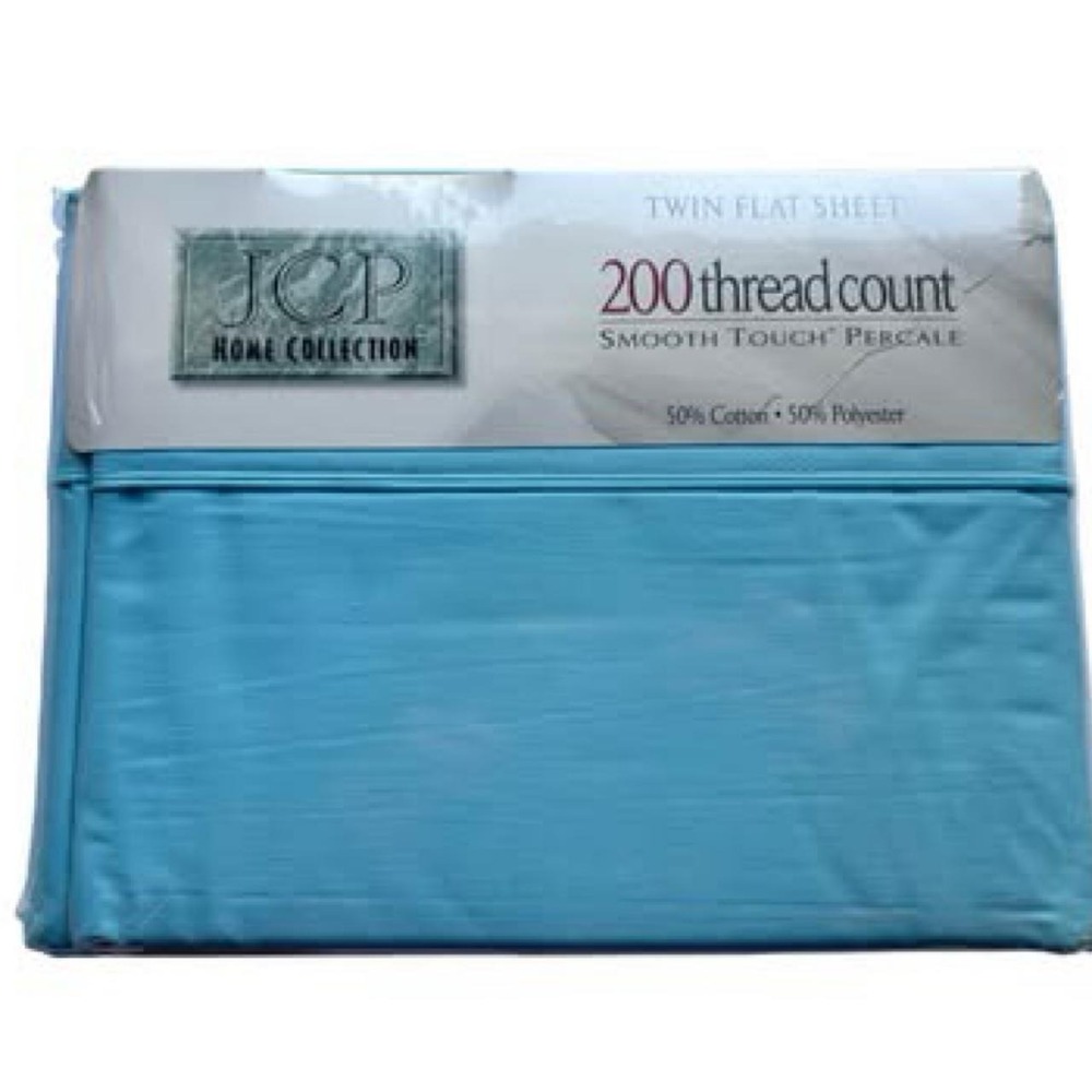 Vintage Twin Flat Top Sheet Aqua New